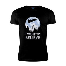 Мужская футболка премиум с принтом I Want To Believe в Тюмени, 92% хлопок, 8% лайкра | приталенный силуэт, круглый вырез ворота, длина до линии бедра, короткий рукав | док | макфлай | марти | машина времени | я хочу верить