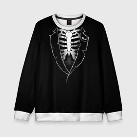 Детский свитшот 3D с принтом Скелет в Тюмени, 100% полиэстер | свободная посадка, прямой крой, мягкая тканевая резинка на рукавах и понизу свитшота | deadman | death | halloween | ribs | skeleton | мертвец | ребра | скелет | хеллоуин | хэллоуин