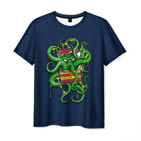 Мужская футболка 3D с принтом Ктулху в Тюмени, 100% полиэфир | прямой крой, круглый вырез горловины, длина до линии бедер | call | cthulhu | howard | kraken | lovecraft | octopus | tentacles | говард | зов | кракен | ктулху | лавкрафт | осьминог | щупальца