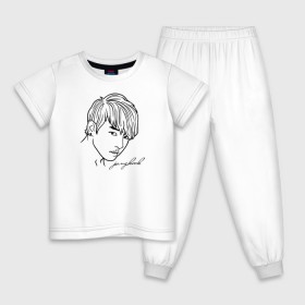 Детская пижама хлопок с принтом BTS - Jungkook в Тюмени, 100% хлопок |  брюки и футболка прямого кроя, без карманов, на брюках мягкая резинка на поясе и по низу штанин
 | 