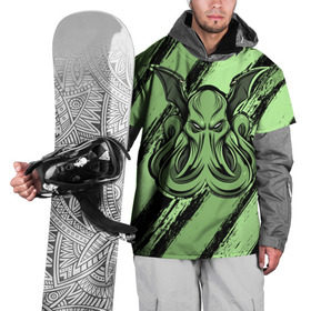 Накидка на куртку 3D с принтом Ктулху в Тюмени, 100% полиэстер |  | cthulhu | божество | кракен | лавкрафт | миф | монстр | океан | чудовище