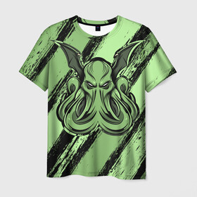 Мужская футболка 3D с принтом Ктулху в Тюмени, 100% полиэфир | прямой крой, круглый вырез горловины, длина до линии бедер | Тематика изображения на принте: cthulhu | божество | кракен | лавкрафт | миф | монстр | океан | чудовище