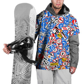 Накидка на куртку 3D с принтом Дорожные знаки. Стикербомбинг  в Тюмени, 100% полиэстер |  | stickerbombing | гаи | гибдд | дорога | дпс | знак | паттерн | пдд | правила
