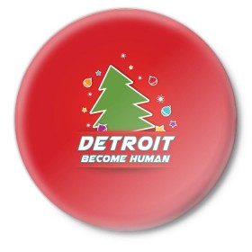 Значок с принтом Detroit become human в Тюмени,  металл | круглая форма, металлическая застежка в виде булавки | 