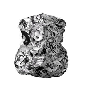 Бандана-труба 3D с принтом Manga ahegao в Тюмени, 100% полиэстер, ткань с особыми свойствами — Activecool | плотность 150‒180 г/м2; хорошо тянется, но сохраняет форму | Тематика изображения на принте: ahegao | manga | ахегао | комиксы | лицо | манга | паттрен | чернобелый | эмоции