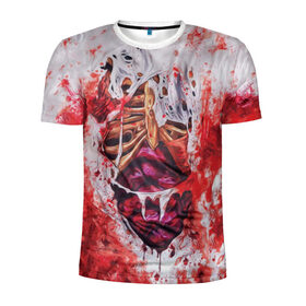 Мужская футболка 3D спортивная с принтом Кровь в Тюмени, 100% полиэстер с улучшенными характеристиками | приталенный силуэт, круглая горловина, широкие плечи, сужается к линии бедра | кишки | кровь | мертвец | мертвый | ребра | тело