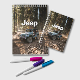 Блокнот с принтом Jeep в Тюмени, 100% бумага | 48 листов, плотность листов — 60 г/м2, плотность картонной обложки — 250 г/м2. Листы скреплены удобной пружинной спиралью. Цвет линий — светло-серый
 | Тематика изображения на принте: 4х4 | forest | jeep | nature | off road | russia | siberia | ural | usa | бездорожье | внедорожник | дальний восток | лес | природа | ралли | россия | сибирь | сша | тайга | урал