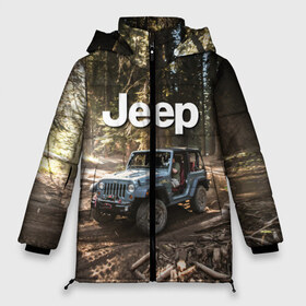 Женская зимняя куртка 3D с принтом Jeep в Тюмени, верх — 100% полиэстер; подкладка — 100% полиэстер; утеплитель — 100% полиэстер | длина ниже бедра, силуэт Оверсайз. Есть воротник-стойка, отстегивающийся капюшон и ветрозащитная планка. 

Боковые карманы с листочкой на кнопках и внутренний карман на молнии | 4х4 | forest | jeep | nature | off road | russia | siberia | ural | usa | бездорожье | внедорожник | дальний восток | лес | природа | ралли | россия | сибирь | сша | тайга | урал