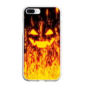 Чехол для iPhone 7Plus/8 Plus матовый с принтом FIRE PUMPKIN в Тюмени, Силикон | Область печати: задняя сторона чехла, без боковых панелей | fire | halloween | искры | огонь | праздник | тыква | хэллоуин