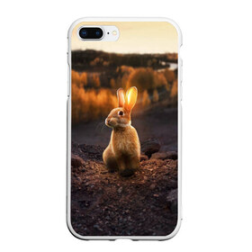 Чехол для iPhone 7Plus/8 Plus матовый с принтом Солнечный зайчик в Тюмени, Силикон | Область печати: задняя сторона чехла, без боковых панелей | заяц | кролик | лес | пейзаж | поле | природа | пушистый | солнце | уши