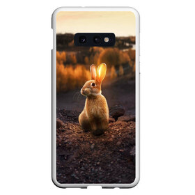 Чехол для Samsung S10E с принтом Солнечный зайчик в Тюмени, Силикон | Область печати: задняя сторона чехла, без боковых панелей | заяц | кролик | лес | пейзаж | поле | природа | пушистый | солнце | уши