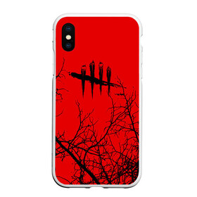 Чехол для iPhone XS Max матовый с принтом Dead by Daylight в Тюмени, Силикон | Область печати: задняя сторона чехла, без боковых панелей | day | daylight | dbl | dead | dead by daylight | game | games | horror | light | logo | skull | skulls | stripes | survival | дэйлайт | игра | игры | лого | мертвецы | метвец | полосы | ужасы | фпс | череп | черепа | экшн