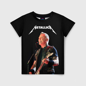 Детская футболка 3D с принтом Metallica в Тюмени, 100% гипоаллергенный полиэфир | прямой крой, круглый вырез горловины, длина до линии бедер, чуть спущенное плечо, ткань немного тянется | Тематика изображения на принте: hard | heavy | hetfield | metal | metallica | music | rock | метал | металл | металлика | метла | музыка | рок | хард | хэви | хэтфилд