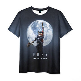 Мужская футболка 3D с принтом PREY: Mooncrash в Тюмени, 100% полиэфир | прямой крой, круглый вырез горловины, длина до линии бедер | prey | жертва | звезды | земля | игра | космос | луна | фантастика | шутер