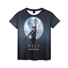 Женская футболка 3D с принтом PREY: Mooncrash в Тюмени, 100% полиэфир ( синтетическое хлопкоподобное полотно) | прямой крой, круглый вырез горловины, длина до линии бедер | prey | жертва | звезды | земля | игра | космос | луна | фантастика | шутер