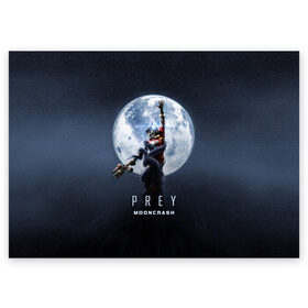 Поздравительная открытка с принтом PREY: Mooncrash в Тюмени, 100% бумага | плотность бумаги 280 г/м2, матовая, на обратной стороне линовка и место для марки
 | prey | жертва | звезды | земля | игра | космос | луна | фантастика | шутер