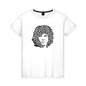Женская футболка хлопок с принтом Jim Morrison в Тюмени, 100% хлопок | прямой крой, круглый вырез горловины, длина до линии бедер, слегка спущенное плечо | Тематика изображения на принте: jim morrison | the cristal ship | the doors | джим моррисон | доорз