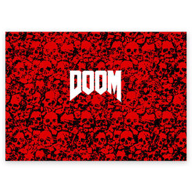 Поздравительная открытка с принтом DOOM в Тюмени, 100% бумага | плотность бумаги 280 г/м2, матовая, на обратной стороне линовка и место для марки
 | Тематика изображения на принте: devil | doom | hell | mark of the doom slayer | slayer | ад | гарнил | дум | знаки | иероглифы | компьютерные игры 2019 | преисподняя | символ | солдат
