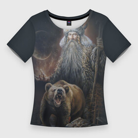Женская футболка 3D Slim с принтом Велес в Тюмени,  |  | ethnic | folk | runes | slav | велес | медведь | руны | русь | славяне | фолк | фольклор | этника | этно | язычество