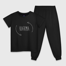 Детская пижама хлопок с принтом Karma в Тюмени, 100% хлопок |  брюки и футболка прямого кроя, без карманов, на брюках мягкая резинка на поясе и по низу штанин
 | Тематика изображения на принте: karma | баланс | бумеранг | вернется | возвращается | всё | вселенский | грех | грешник | делай | добро | добрый | зло | инь | карма | круговорот | лицемер | месть | расплата | сарказм | судьба | учесть