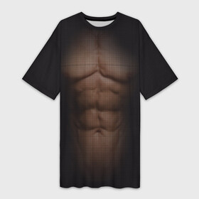 Платье-футболка 3D с принтом Сетка в Тюмени,  |  | атлет | грудь | качёк | клетка | кубики | мужик | мышцы | парень | пресс | прозрачный | спорт | тело | торс | фигура