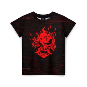 Детская футболка 3D с принтом CYBERPUNK 2077 в Тюмени, 100% гипоаллергенный полиэфир | прямой крой, круглый вырез горловины, длина до линии бедер, чуть спущенное плечо, ткань немного тянется | 2019 | cd project red | cyberpunk 2077 | future | hack | night city | samurai | sci fi | андроиды | безумие | будущее | киберпанк 2077 | логотип | роботы | самураи | фантастика | цифры