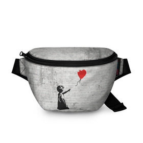 Поясная сумка 3D с принтом Бэнкси: Девочка с Шаром в Тюмени, 100% полиэстер | плотная ткань, ремень с регулируемой длиной, внутри несколько карманов для мелочей, основное отделение и карман с обратной стороны сумки застегиваются на молнию | art | balloon | banksy | culture | girl | graffity | heart | hearts | red | арт | бэнкси | граффити | девочка | девочка с шаром | красный | красным | культура | сердечки | сердечко | сердце | стрит | шар | шарик | шариком