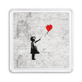 Магнит 55*55 с принтом Бэнкси Девочка с Шаром в Тюмени, Пластик | Размер: 65*65 мм; Размер печати: 55*55 мм | art | balloon | banksy | culture | girl | graffity | heart | hearts | red | арт | бэнкси | граффити | девочка | девочка с шаром | красный | красным | культура | сердечки | сердечко | сердце | стрит | шар | шарик | шариком