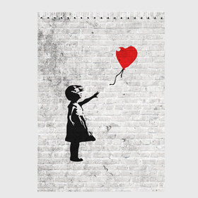 Скетчбук с принтом Бэнкси Девочка с Шаром в Тюмени, 100% бумага
 | 48 листов, плотность листов — 100 г/м2, плотность картонной обложки — 250 г/м2. Листы скреплены сверху удобной пружинной спиралью | art | balloon | banksy | culture | girl | graffity | heart | hearts | red | арт | бэнкси | граффити | девочка | девочка с шаром | красный | красным | культура | сердечки | сердечко | сердце | стрит | шар | шарик | шариком