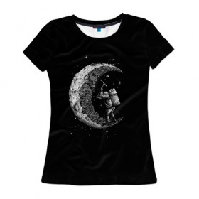 Женская футболка 3D с принтом Астронавт формирует луну в Тюмени, 100% полиэфир ( синтетическое хлопкоподобное полотно) | прямой крой, круглый вырез горловины, длина до линии бедер | землекоп | камни | кирка | космонавт | космос | луна | небо | ночь | руда. добыча | рудокоп. | скала | скафандр | шлем