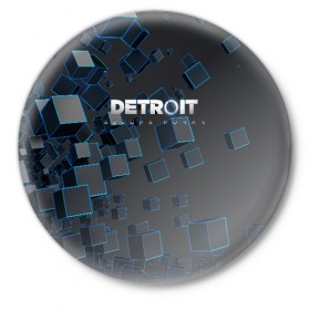 Значок с принтом Detroit Become Human в Тюмени,  металл | круглая форма, металлическая застежка в виде булавки | 