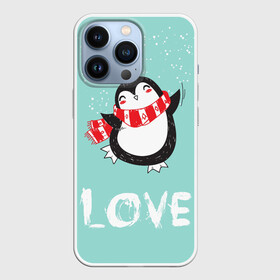 Чехол для iPhone 13 Pro с принтом Пингвин LOVE в Тюмени,  |  | linux | детская | зима | зимняя | лёд | новый год | пингвин | пингвин в снегу | пингвин в шарфе | пингвин любовь | пингвинчик | пингвины | северный полюс | снег | холод