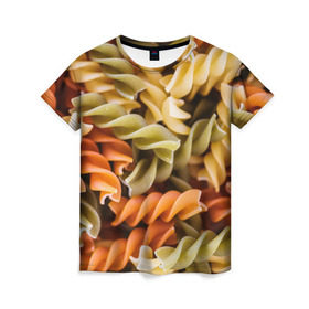 Женская футболка 3D с принтом Макароны Спиральки в Тюмени, 100% полиэфир ( синтетическое хлопкоподобное полотно) | прямой крой, круглый вырез горловины, длина до линии бедер | food | italy | pasta | spagetti | еда | едой | изображение | италия | картинка | макарон | макароны | макарошки | мука | мучное | паста | прикол | прикольные | спагетти | спиральки | фото | юмор