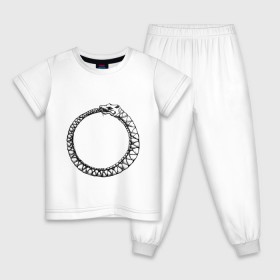 Детская пижама хлопок с принтом Уроборос в Тюмени, 100% хлопок |  брюки и футболка прямого кроя, без карманов, на брюках мягкая резинка на поясе и по низу штанин
 | алхимия | бесконечность | вечность | дракон | змей | мифология | символ | уроборос | эпос