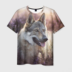 Мужская футболка 3D с принтом Волк в Тюмени, 100% полиэфир | прямой крой, круглый вырез горловины, длина до линии бедер | dog | взгляд | волк | лайка | собака | хаски