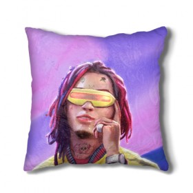 Подушка 3D с принтом Lil Pump в Тюмени, наволочка – 100% полиэстер, наполнитель – холлофайбер (легкий наполнитель, не вызывает аллергию). | состоит из подушки и наволочки. Наволочка на молнии, легко снимается для стирки | drumtick | elementary | esketit | esskeetit | gang | garcia | gazzy | gucci | guccigang | jetski | pump | rap | trap | usa | газзи | гарсия | лил | памп | рэп | сша | трап | эщкере