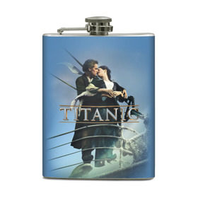 Фляга с принтом Титаник постер в Тюмени, металлический корпус | емкость 0,22 л, размер 125 х 94 мм. Виниловая наклейка запечатывается полностью | Тематика изображения на принте: 