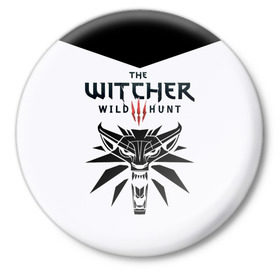 Значок с принтом The Witcher 3: Wild Hunt в Тюмени,  металл | круглая форма, металлическая застежка в виде булавки | wild hunt | witcher | арбалет | ведьмак 3 | геральт | дикая | магия | охота | сказка | сфера | фэнтези | цири