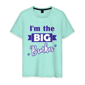 Мужская футболка хлопок с принтом Big brother в Тюмени, 100% хлопок | прямой крой, круглый вырез горловины, длина до линии бедер, слегка спущенное плечо. | big brother | большой брат | брат | братья | дети | мальчики | ребенок | старший брат