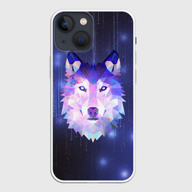 Чехол для iPhone 13 mini с принтом Космический Волк в Тюмени,  |  | poligon | space | star | stars | werewolf | wild | wolf | wolfs | волк | волки | волчата | волченок | волчица | вселенная | дикий | звезда | звезды | космический | космос | луна | оборотень | падающие | полигон | полигоны