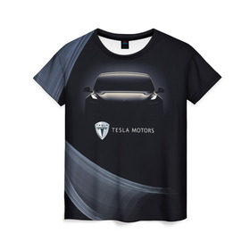 Женская футболка 3D с принтом Tesla Model 3 в Тюмени, 100% полиэфир ( синтетическое хлопкоподобное полотно) | прямой крой, круглый вырез горловины, длина до линии бедер | auto | car | cars | coil | electro | elon | future | logo | moto | motors | musk | pixel | tesla | авто | автомобили | автомобиль | будущее | илон | лого | логотип | маск | мото | моторс | символ | тесла | электричество | электро