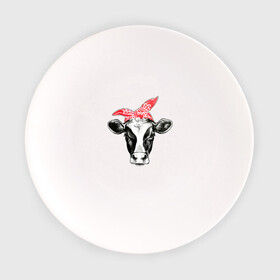 Тарелка с принтом Корова в бандане в Тюмени, фарфор | диаметр - 210 мм
диаметр для нанесения принта - 120 мм | бандана. косынка. платок | бык | деревня | колхоз | молоко | село | совхоз | теленок