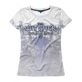 Женская футболка 3D с принтом The Witcher Новогодний в Тюмени, 100% полиэфир ( синтетическое хлопкоподобное полотно) | прямой крой, круглый вырез горловины, длина до линии бедер | 