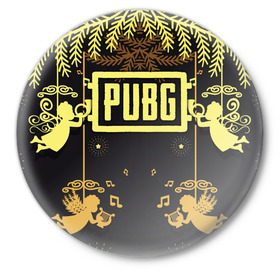 Значок с принтом Новогодний PUBG в Тюмени,  металл | круглая форма, металлическая застежка в виде булавки | 