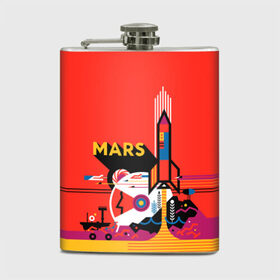 Фляга с принтом Марс в Тюмени, металлический корпус | емкость 0,22 л, размер 125 х 94 мм. Виниловая наклейка запечатывается полностью | space | илон | илон маск | колонизация | космос | марс | маск | наука | полет | ракета