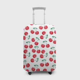 Чехол для чемодана 3D с принтом Вишневое настроение в Тюмени, 86% полиэфир, 14% спандекс | двустороннее нанесение принта, прорези для ручек и колес | весна | вишня | красный | лето | листья | ягода