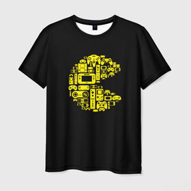 Мужская футболка 3D с принтом Pac-Man в Тюмени, 100% полиэфир | прямой крой, круглый вырез горловины, длина до линии бедер | game | gamer | gaming | nds | nintendo | pac man | ps3 | ps4 | psp | wii | xbox | аркада | джойстик | игра | игровая приставка | игры | классика игр | контроллер | пакман