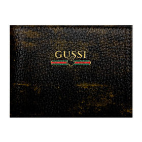 Обложка для студенческого билета с принтом GUSSI GOLD в Тюмени, натуральная кожа | Размер: 11*8 см; Печать на всей внешней стороне | fasion | gold | gucci | gussi | trend | гусси | гуччи | золото | золотой | мода | одежда | тренд | тренды