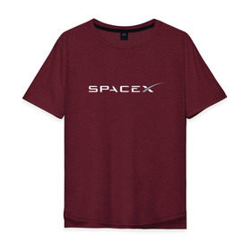Мужская футболка хлопок Oversize с принтом SpaceX в Тюмени, 100% хлопок | свободный крой, круглый ворот, “спинка” длиннее передней части | elon musk | spacex | илон маск | космос | спэйсикс