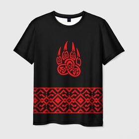 Мужская футболка 3D с принтом печать Велеса в Тюмени, 100% полиэфир | прямой крой, круглый вырез горловины, длина до линии бедер | ethnic | folk | runes | slav | велес | медведь | руны | русь | славяне | фолк | фольклор | этника | этно | язычество